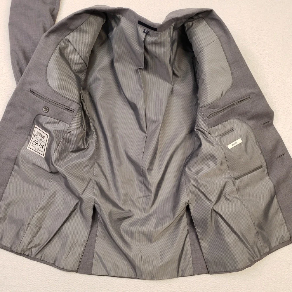 Jos. A. Bank Suit Jacket Mens 36R Gray Slim Fit 100% Wool Blazer 1905 Collection